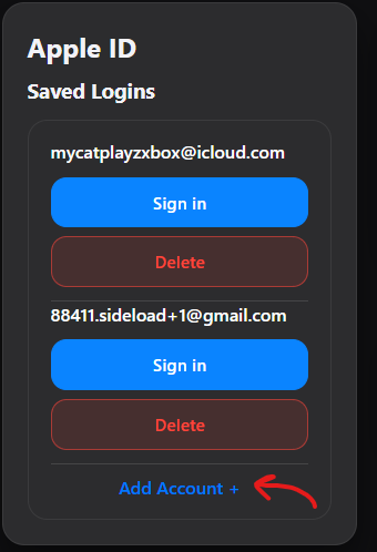 Add an Apple account in iLoader
