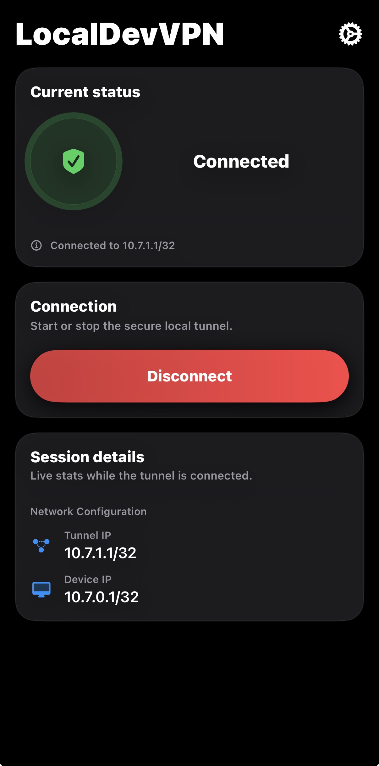 LocalDevVPN turned on