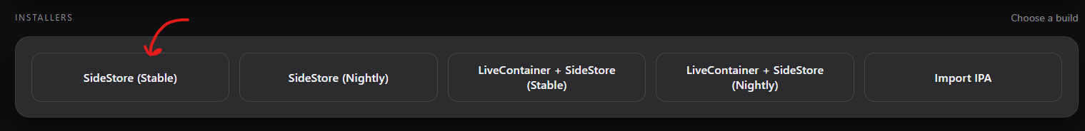Select SideStore Stable in iLoader